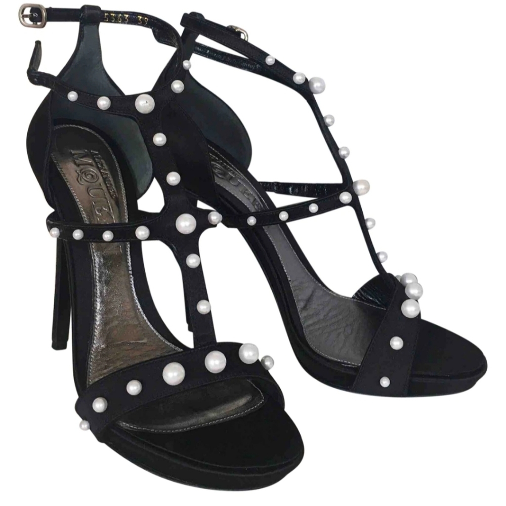 Alexander McQueen Beaded Satin Sandals